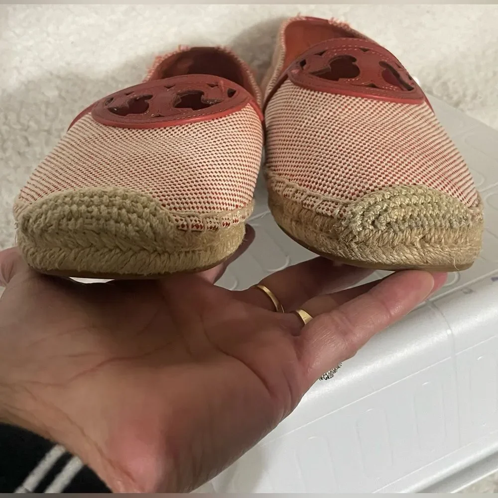 Tory Burch espadrilleSidney Rusty Knot Luggage Canvas/Calfskin Size 9.5